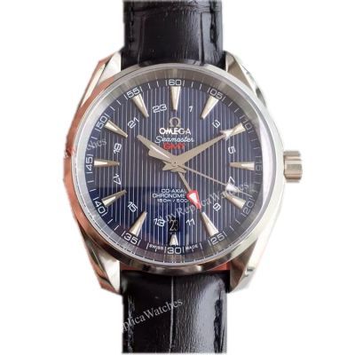 Replica Swiss Omega Seamaster GMT 150M Watch SS Blue Dial